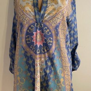 Colorful Blue patterned beach cover up
